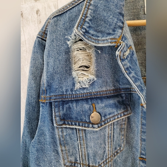 Haute Monde Blue Distressed Jean Jacket - Picture 2 of 5